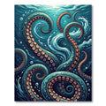 Deep Blue Swirling Kraken Tentacle Art Rug