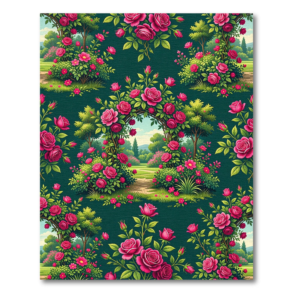 Enchanted Garden Arch with Pink Roses Rug