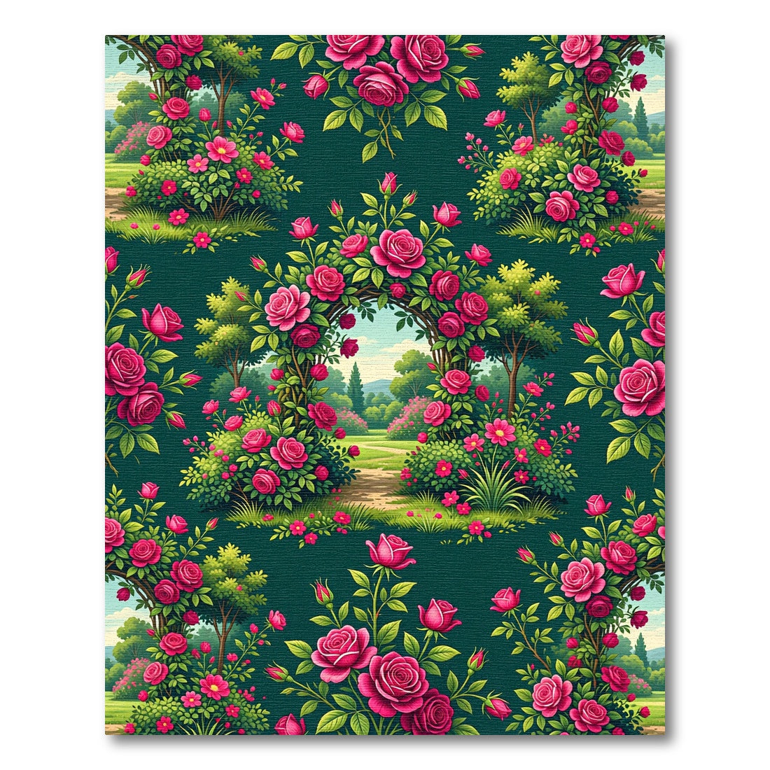 Enchanted Garden Arch with Pink Roses Rug