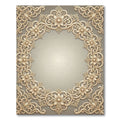 Ornate Beige Floral Scroll Border Rug