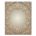 Ornate Beige Floral Scroll Border Rug