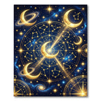 Golden Celestial Constellation Navy Starry Sky Rug