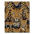 Golden Black Leopard Spots Faces Rug