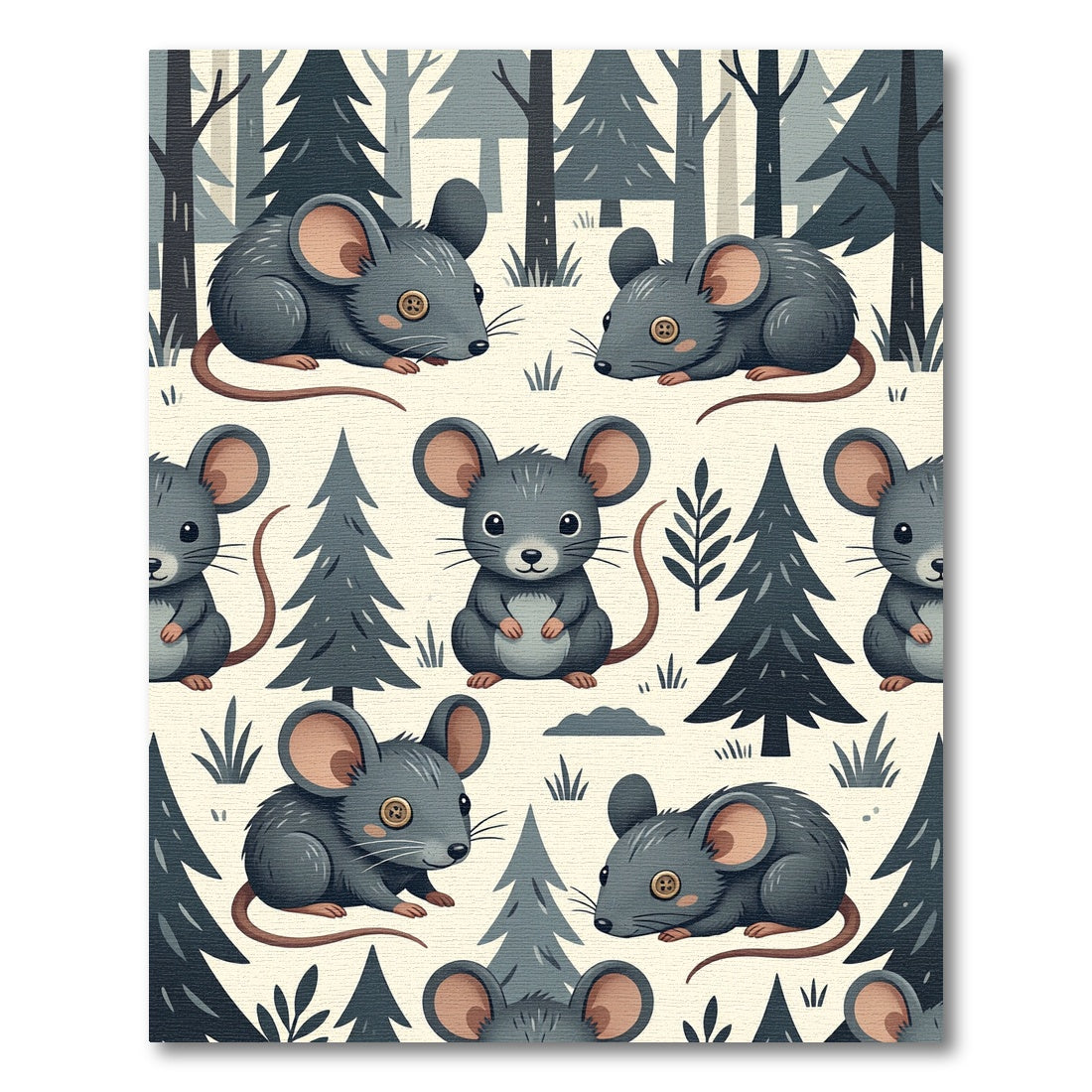 Whimsical Forest Mouse Cream Woodland Rug