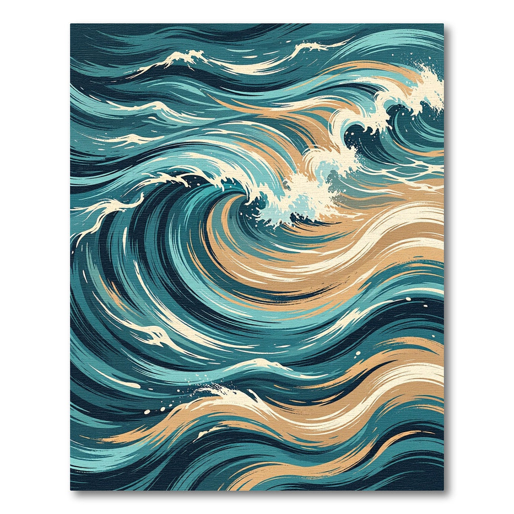 Deep Teal Abstract Swirling Waves Rug