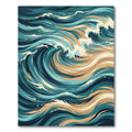 Deep Teal Abstract Swirling Waves Rug