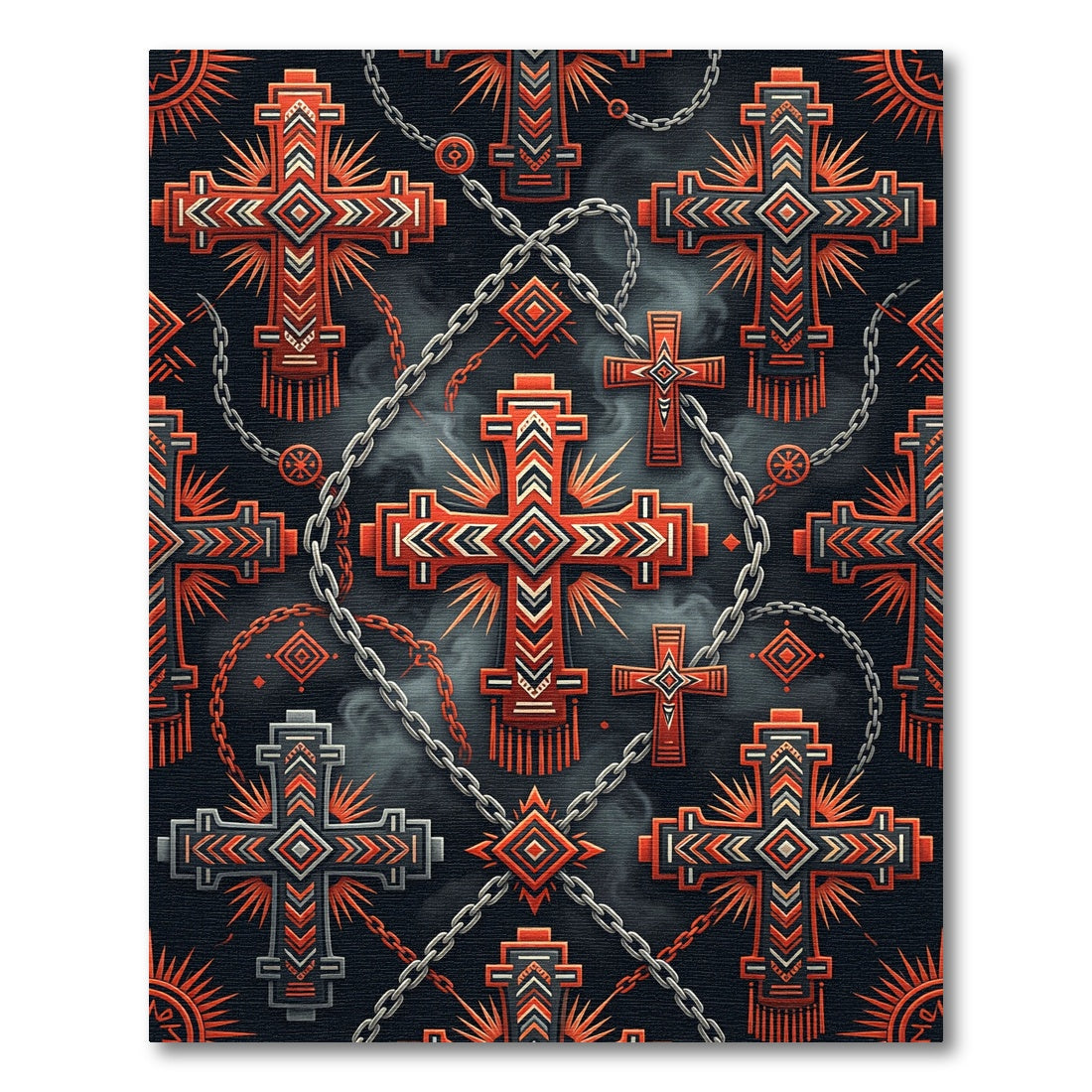 Gothic Crimson Cross Chain Art Rug