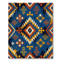 Earthy Indigo Tribal Diamond Medallion Rug