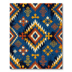 Earthy Indigo Tribal Diamond Medallion Rug