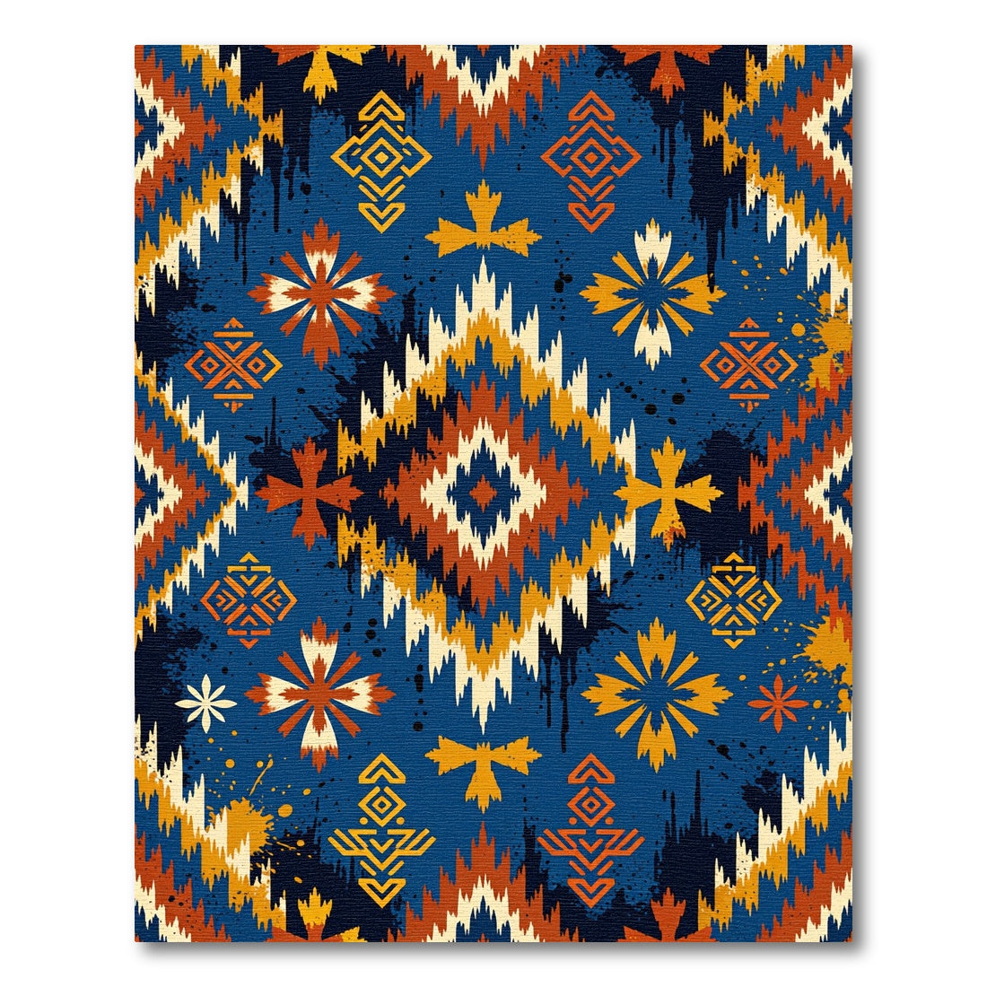 Earthy Indigo Tribal Diamond Medallion Rug
