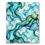 Ethereal Teal and Emerald Fluid Wave Rug