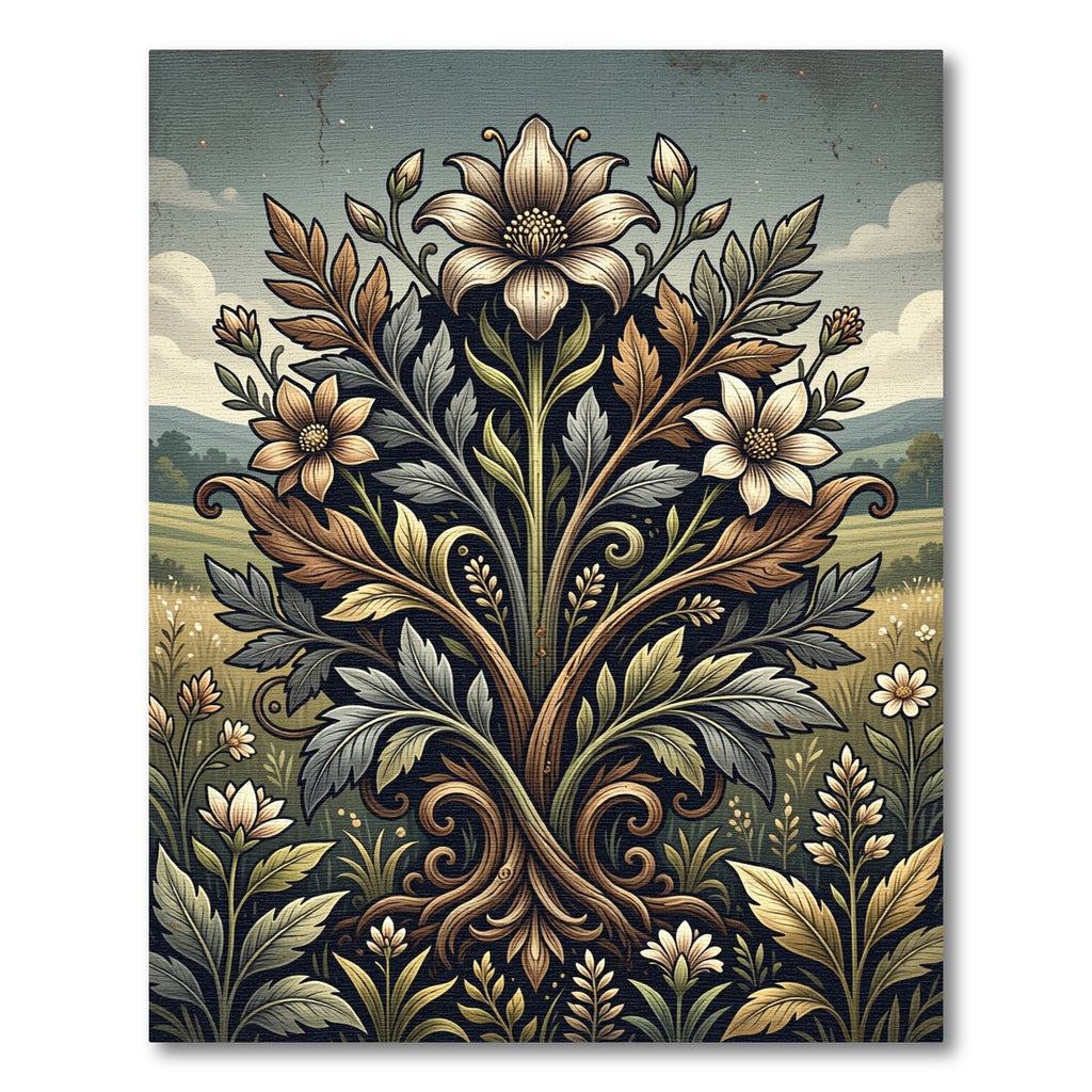Earthy Floral Botanical Symmetry Art Rug