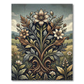 Earthy Floral Botanical Symmetry Art Rug