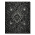 Dark Charcoal Raised Damask Filigree Rug