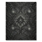 Dark Charcoal Raised Damask Filigree Rug
