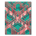 Isometric Pink Floral Lattice Garden Rug