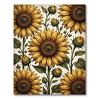 Golden Sunflower Botanical Illustration Rug