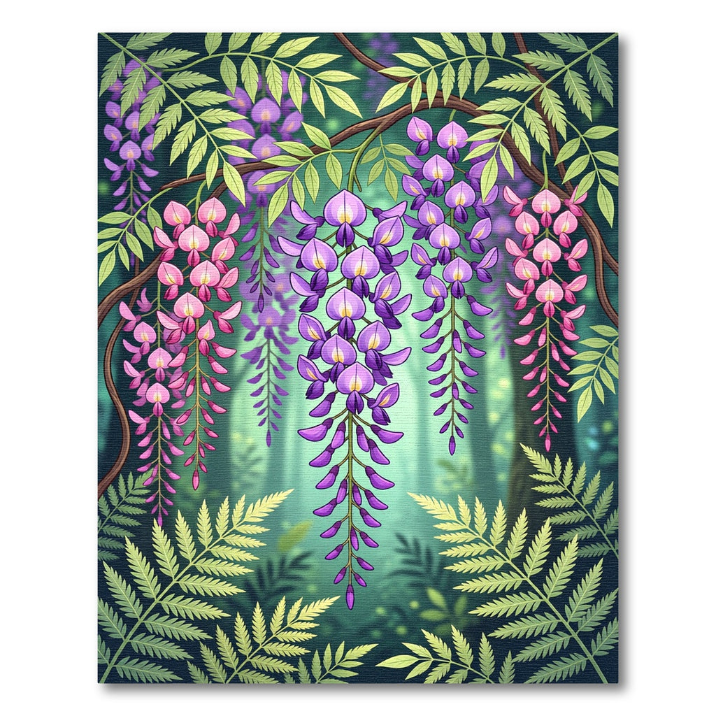 Cascading Wisteria Botanical Floral Art Rug