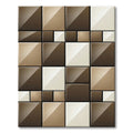 Ombre Brown Cream Geometric Squares Rug