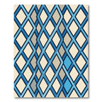 Geometric Blue Entwined Diamond Grid Rug