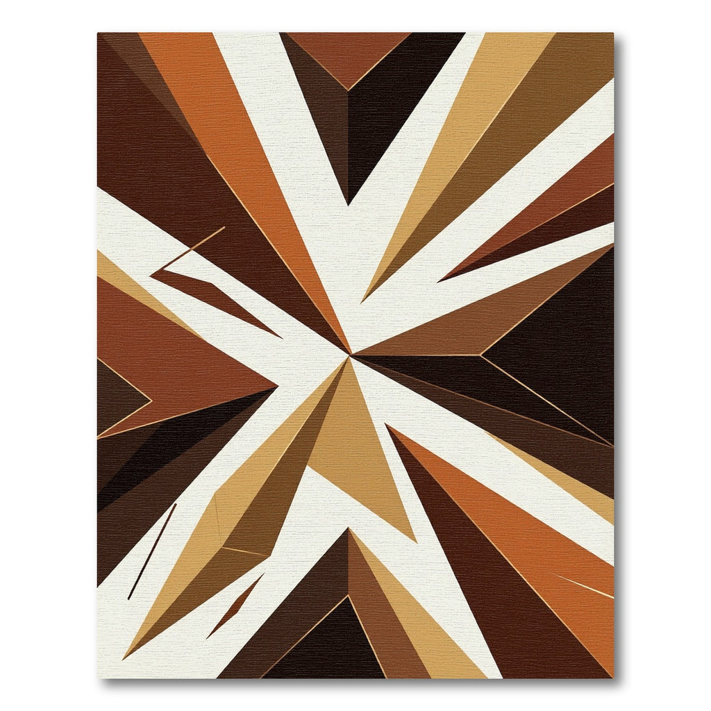 Abstract Geometric Copper Brown Starburst Rug