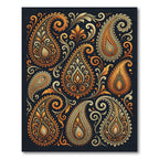 Golden Orange Paisley Elaborate Swirls Rug