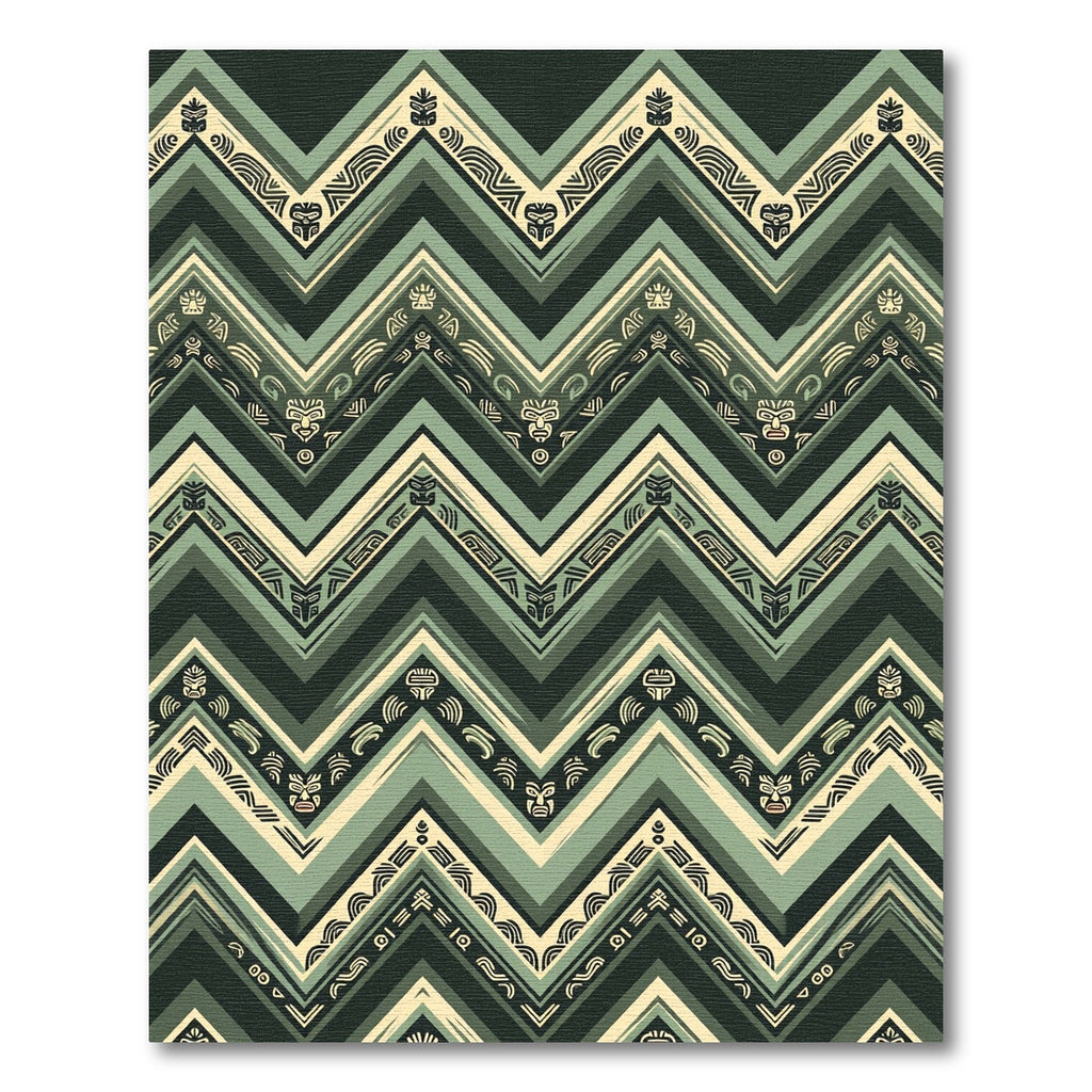 Sage Green Tribal Zigzag Mask Chevron Rug