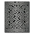 Monochromatic Silver Interlocking Geometric Maze Rug