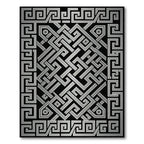 Monochromatic Silver Interlocking Geometric Maze Rug