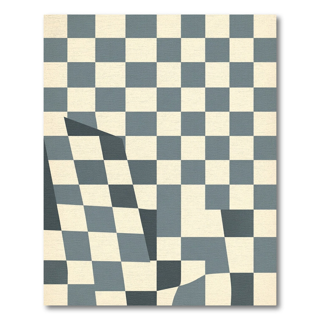 Distorted Blue Checkerboard Square Abstract Rug