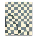 Distorted Blue Checkerboard Square Abstract Rug