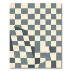 Distorted Blue Checkerboard Square Abstract Rug