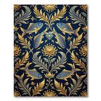 Golden Koi Floral Navy Articulated Rug
