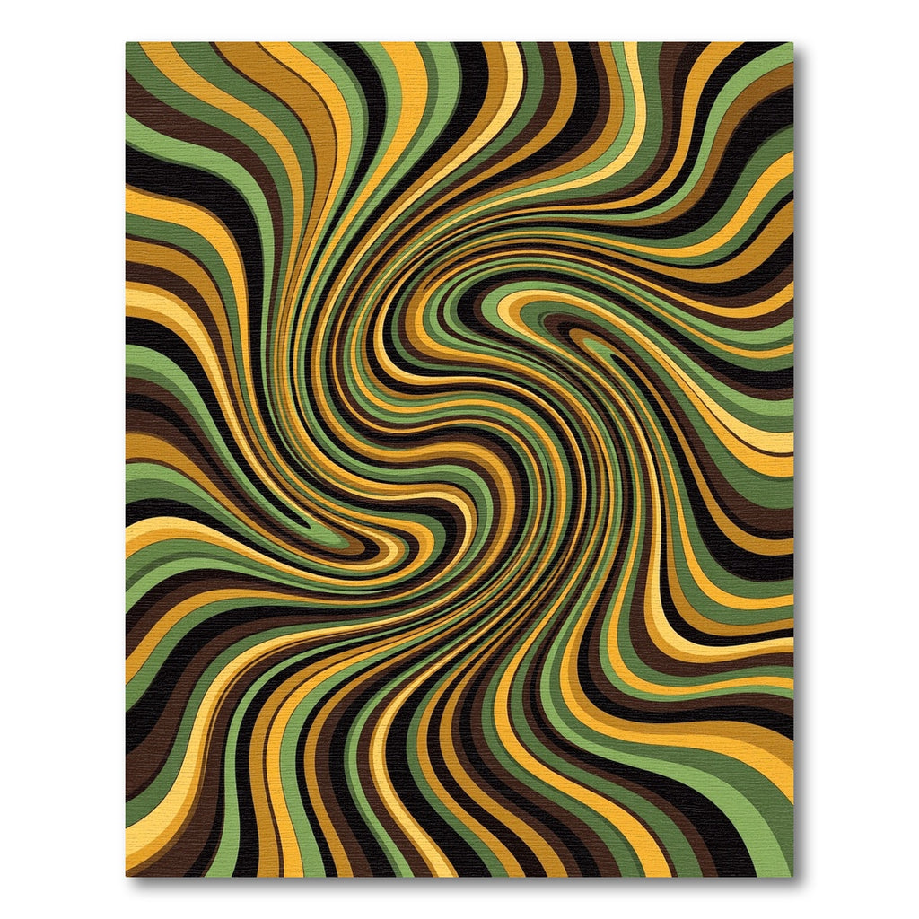 Retro Sage Gold Brown Swirls Rug