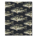 Large Scale Black Bass Fish School Rug