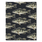 Large Scale Black Bass Fish School Rug