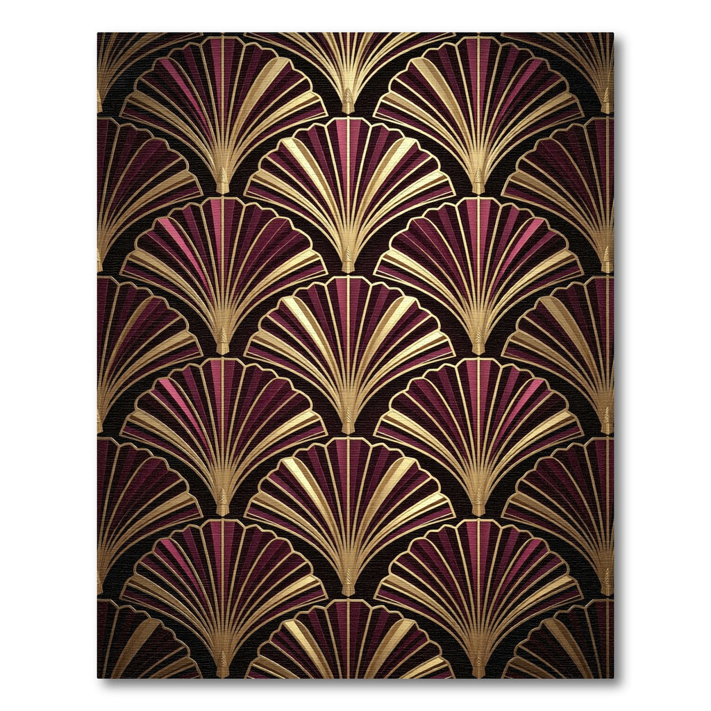 Art Deco Gold and Burgundy Fan Rug