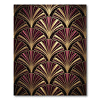 Art Deco Gold and Burgundy Fan Rug
