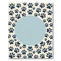 Navy Paw Print Cream Circular Center Rug