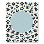 Navy Paw Print Cream Circular Center Rug