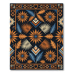 Geometric Earthy Floral Tropical Leaf Rug