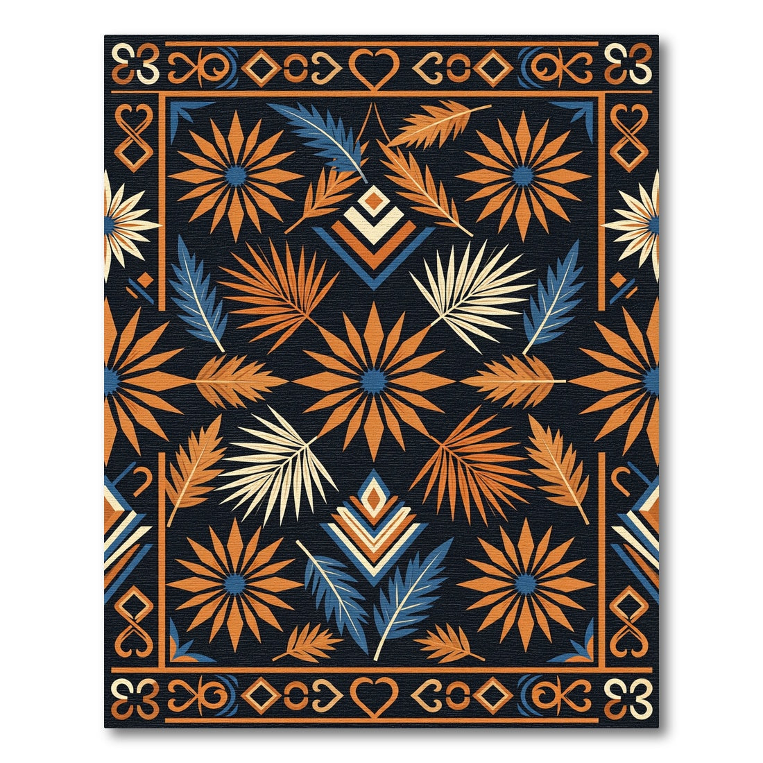 Geometric Earthy Floral Tropical Leaf Rug