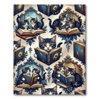Whimsical Tabby Kittens Reading Antique Books Rug