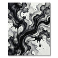 Modern Monochrome Fluid Ink Abstract Art Rug