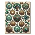 Enchanted Golden Coin and Foliage Medallion Rug