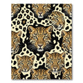 Golden Leopard Faces Black Cream Spots Rug