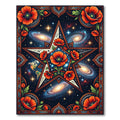 Cosmic Red Poppy Star Mandala Rug