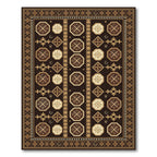 Rich Brown Gold Geometric Octagon Rug