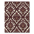 Elegant Damask Scroll Burgundy Cream Art Rug
