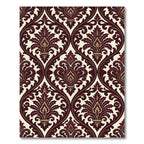 Elegant Damask Scroll Burgundy Cream Art Rug